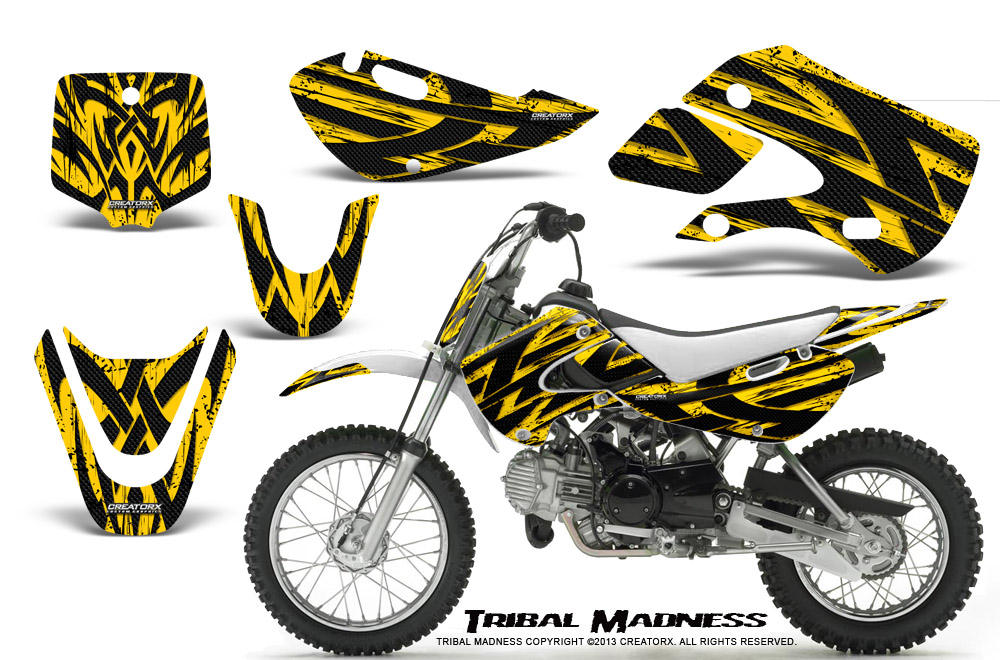 Kawasaki KLX110 KX65 Graphics Kit Tribal Madness Yellow